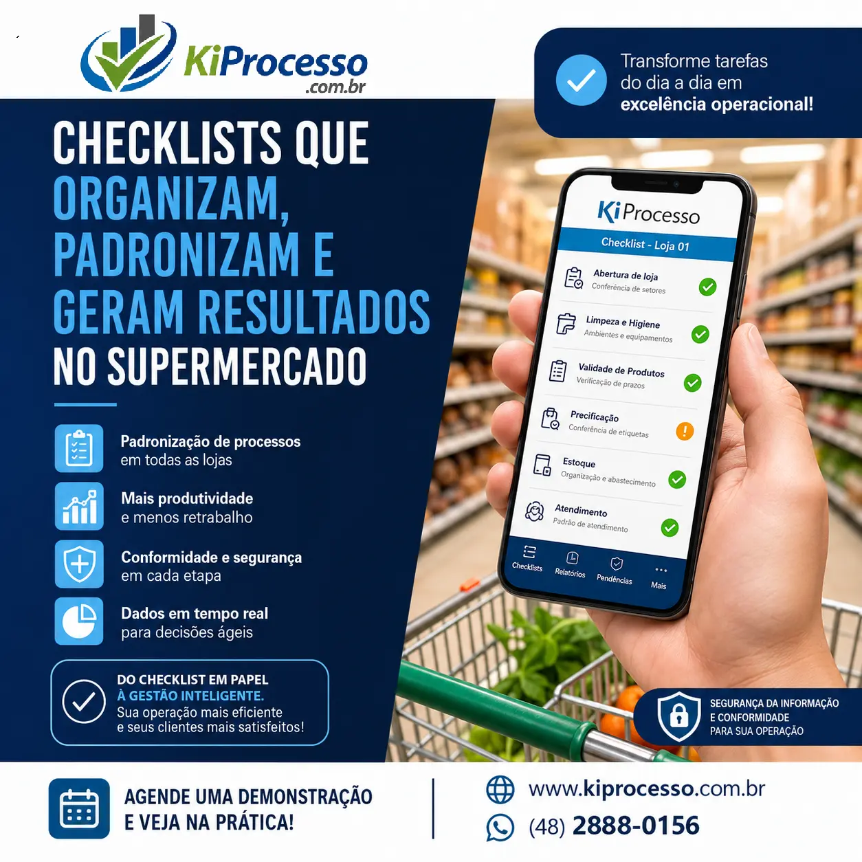 Check list digital para supermercado com consultoria em Porto Alegre — padronização, lucro e controle de estoque KiProcesso