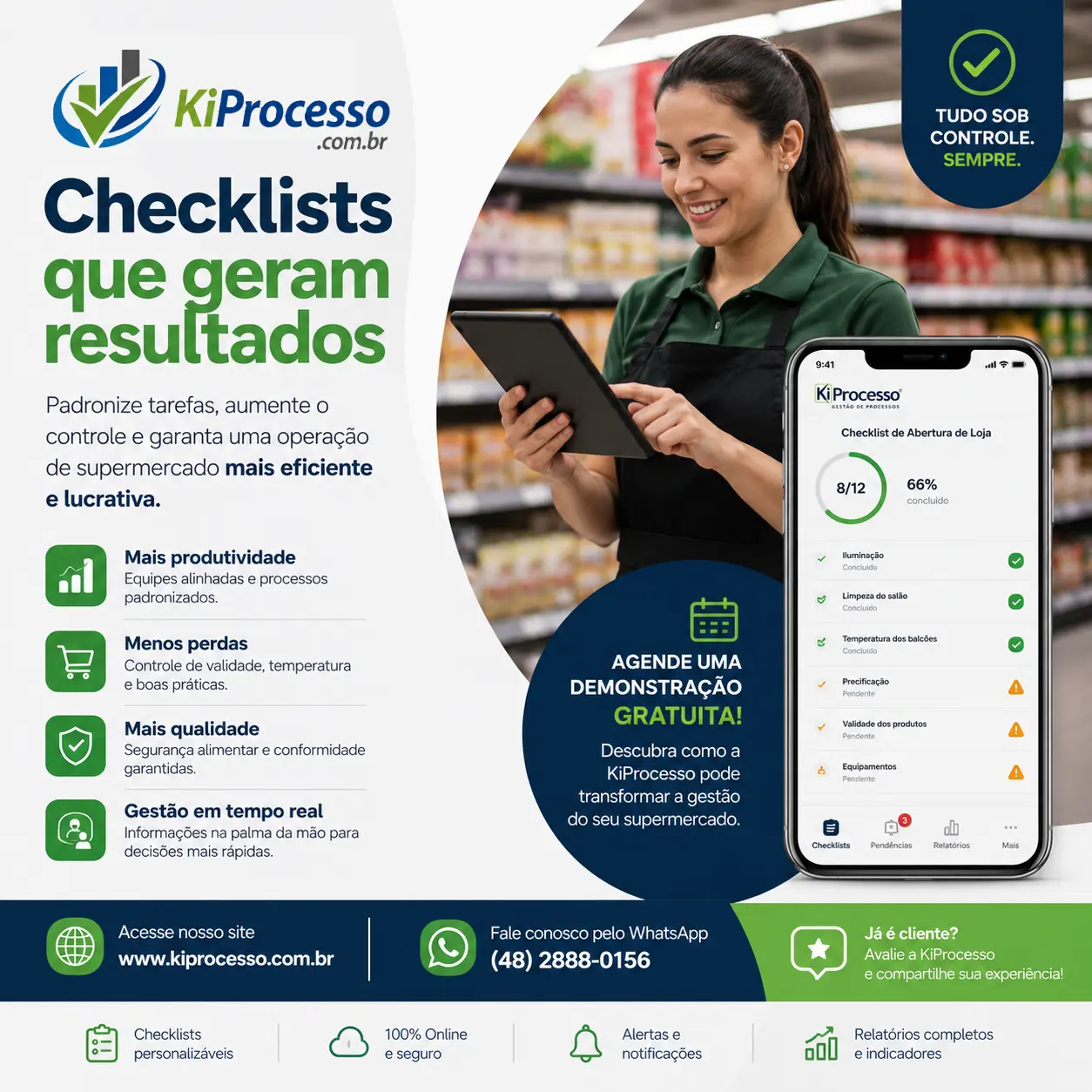 Checklist fácil para supermercado, padaria e açougue em Porto Alegre — mais lucro, produtividade e controle de estoque com KiProcesso