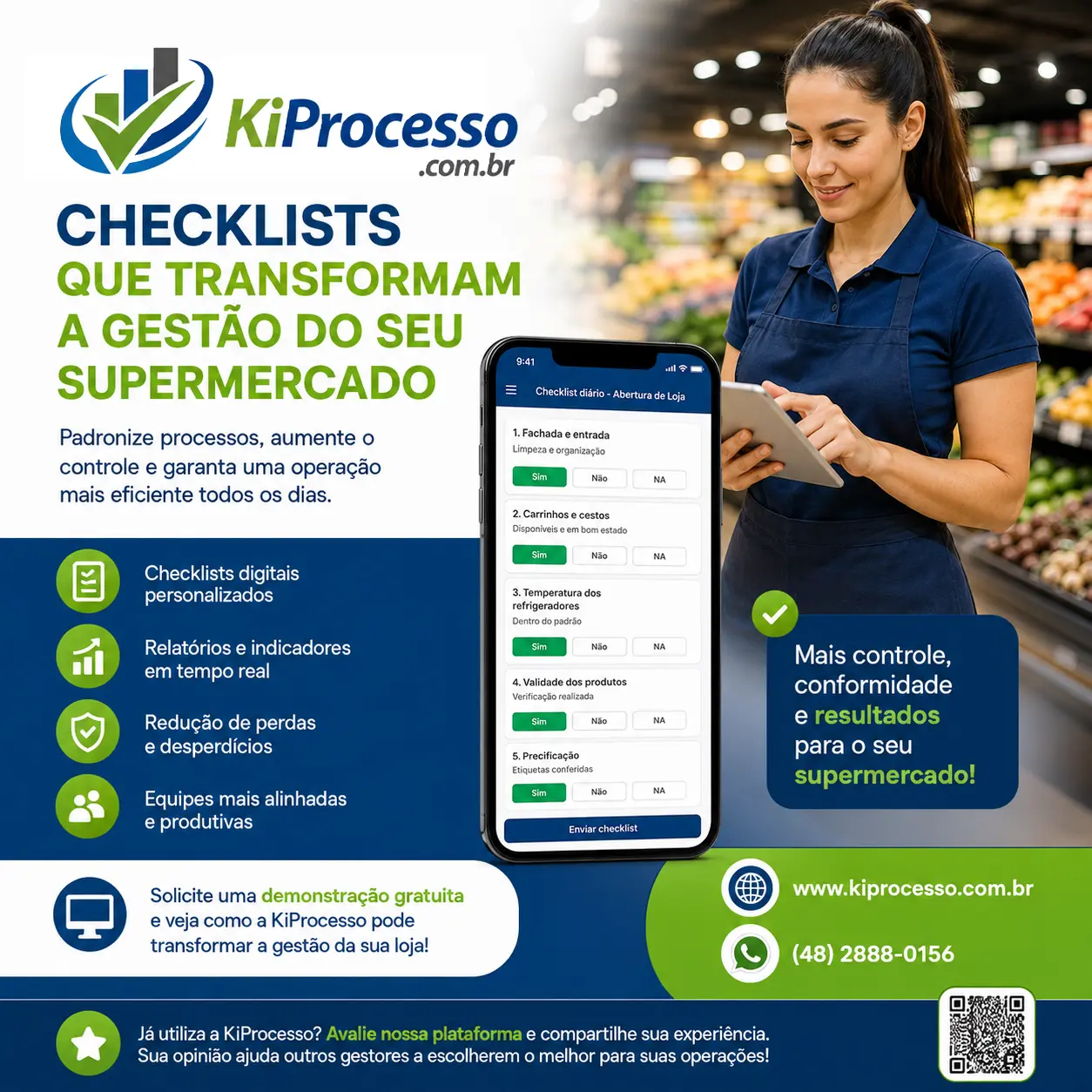 Checklist digital para supermercado em Novo Progresso (PA) — produtividade, lucro e redução de perdas com KiProcesso