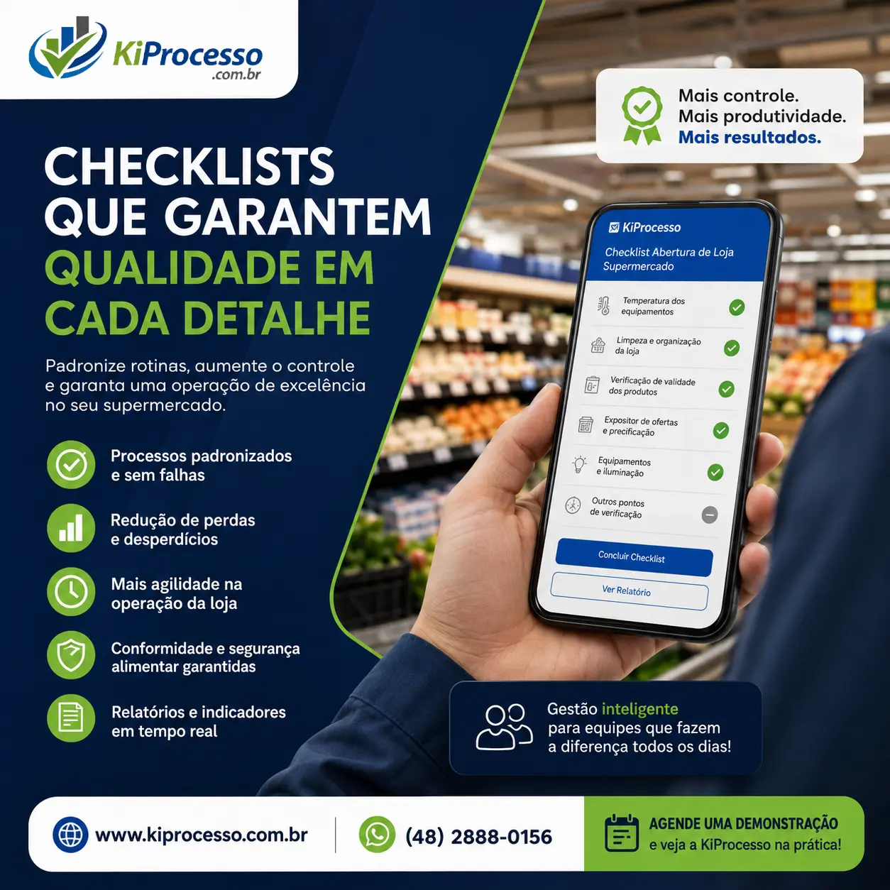 Check list fácil para supermercado em Criciúma — qualidade, controle de perdas e produtividade com KiProcesso