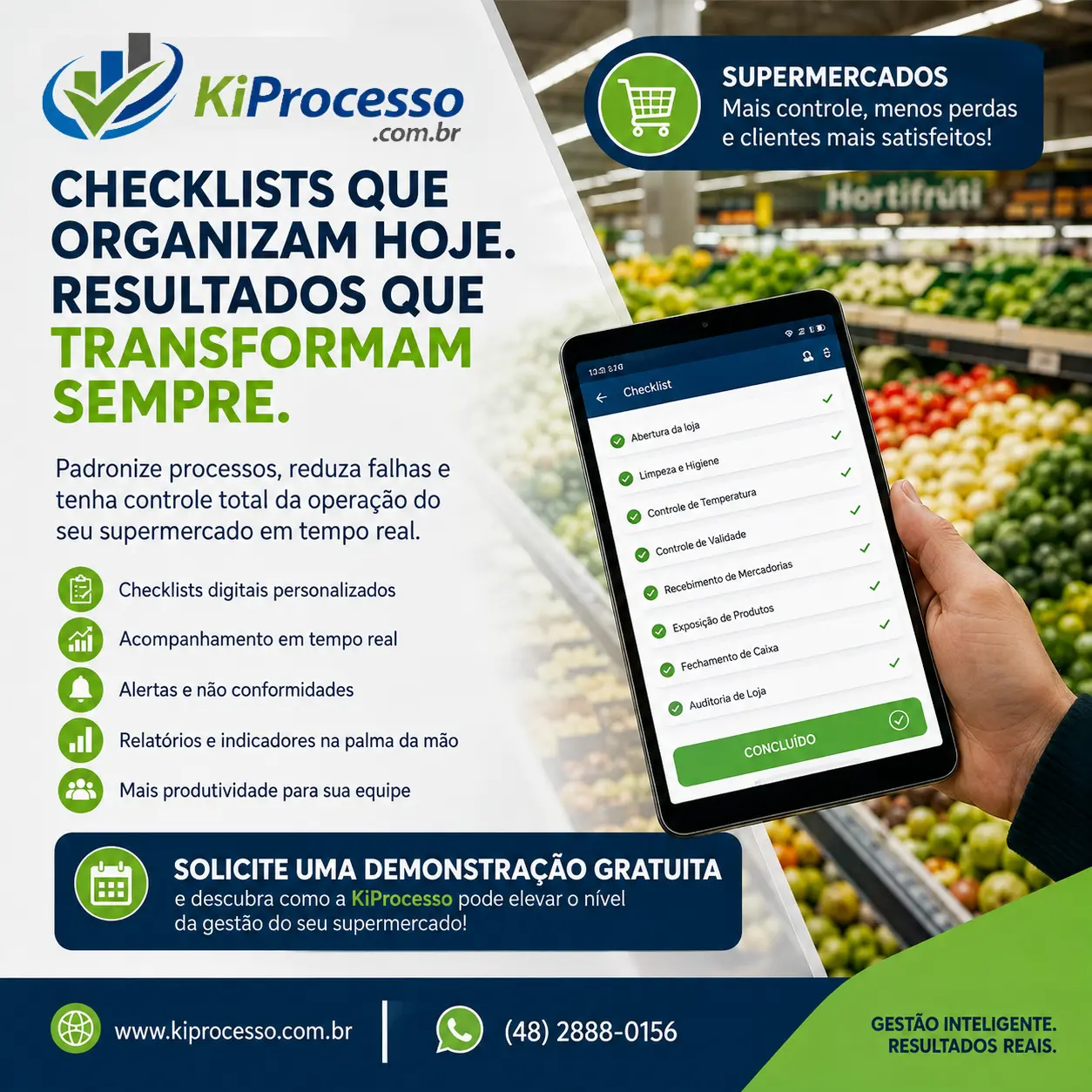 Checklist para supermercado em Florianópolis — produtividade da equipe e controle de perdas com KiProcesso